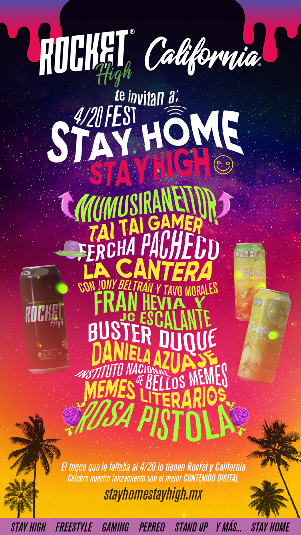 El festival virtual 4:20 Stay Home Stay High trae talento freestyle, gaming, stan up y guerra de memes.